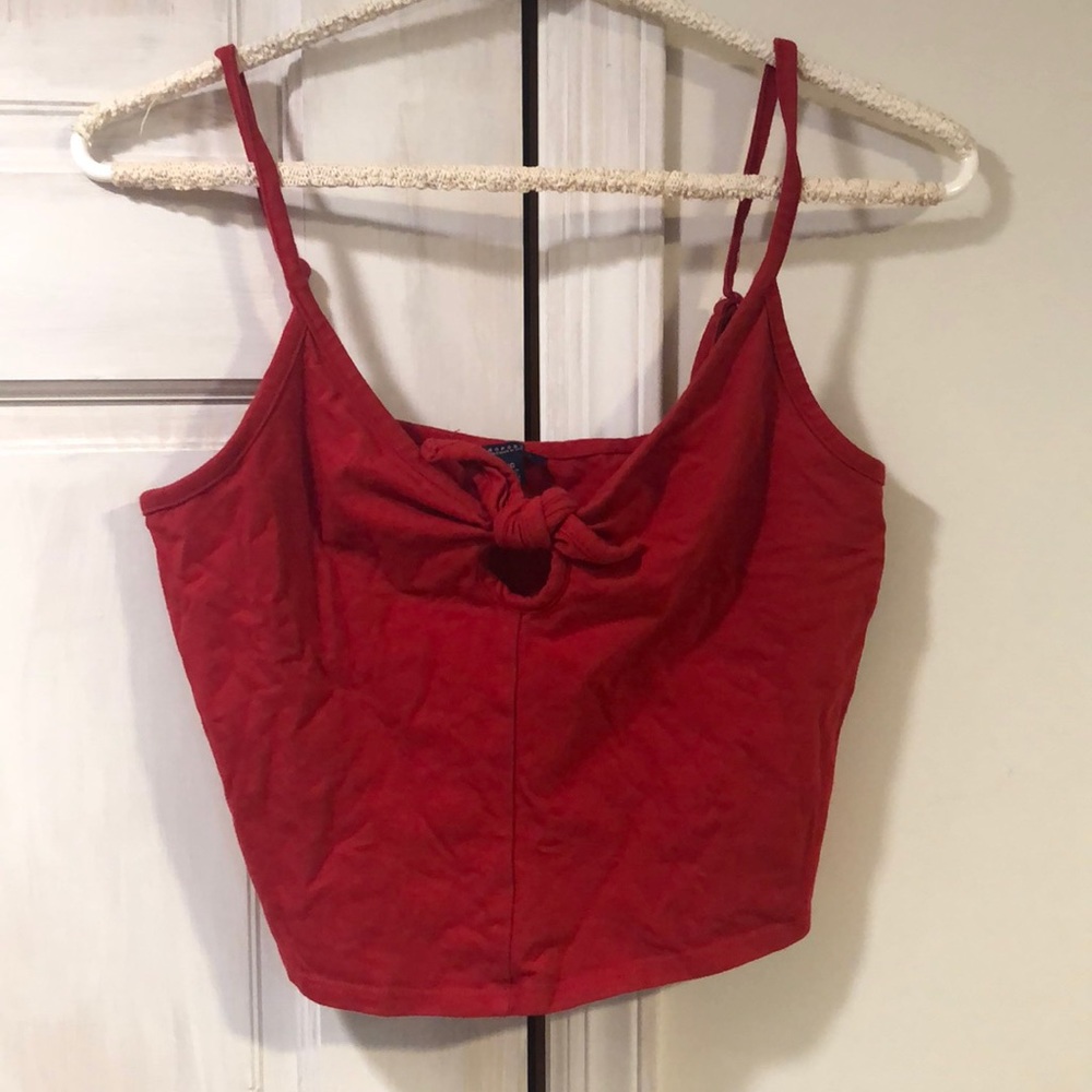 Red tank top with front tie